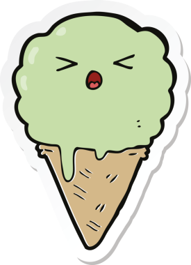 Bir insan tarafından çizilmiş karikatür dondurma etiketi.