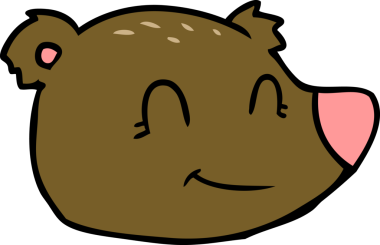 Bir insan tarafından çizilmiş mutlu ayı yüzü.