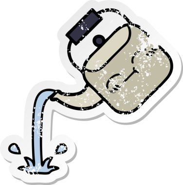 Bir insan tarafından çizilmiş tatlı bir karikatürün sıkıntılı çıkartması.