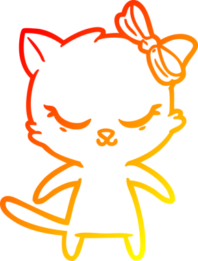 Bir insan tarafından çizilmiş sevimli bir çizgi film kedisinin sıcak çizgi çizimi