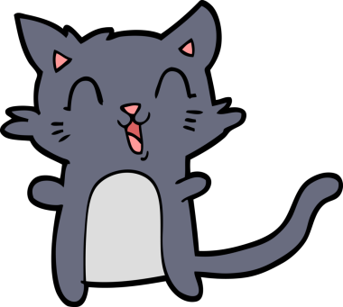 Bir insan tarafından çizilmiş mutlu bir kedi.