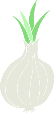 Bir insan tarafından çizilmiş soğanın düz renk çizimi