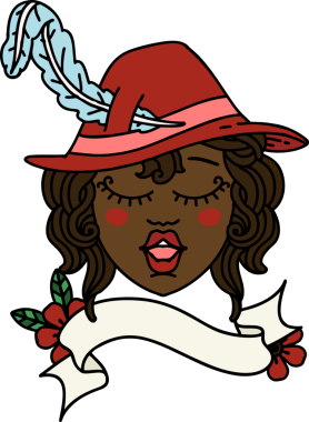 Retro Dövme Tarzı İnsan Ozan Karakteri Yüzü Bir İnsan Tarafından Çizildi