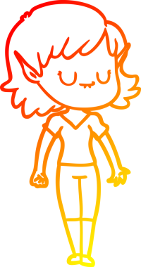 Bir insan tarafından çizilmiş mutlu bir elf kızı çizimi.