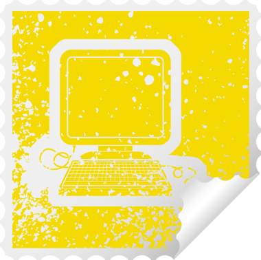 Bir insan tarafından çizilmiş fareli bilgisayarın sıkıntılı etiket resmiName