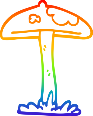 gökkuşağı gradyan çizgi çizimi bir insan tarafından çizilmiş mantar karikatürü