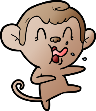 Bir insan tarafından çizilmiş çılgın çizgi film maymunu