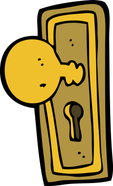 Bir insan tarafından çizilmiş karikatür kapı kolu.