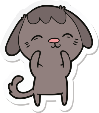 Bir insan tarafından çizilmiş mutlu bir köpeğin çıkartması.