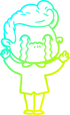 Bir insan tarafından çizilmiş ağlayan bir çizgi film karakteri çizimi.