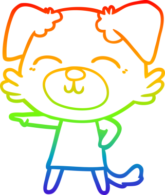 Gökkuşağı gradyan çizgisi bir insan tarafından çizilmiş bir çizgi köpek resmi.