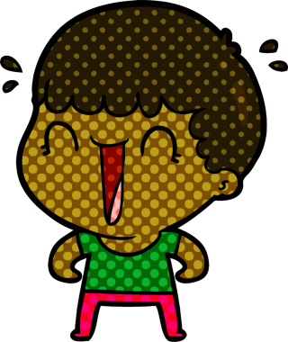 Bir insan tarafından çizilmiş gülen karikatür adam.