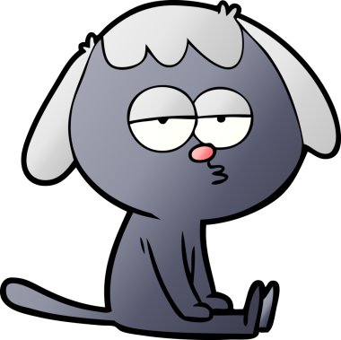 Bir insan tarafından çizilmiş yorgun bir köpek.