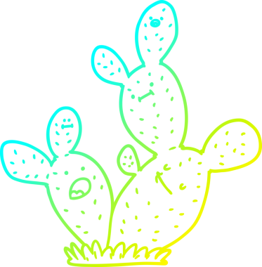 Bir insan tarafından çizilen kaktüsün soğuk gradyan çizgisi.