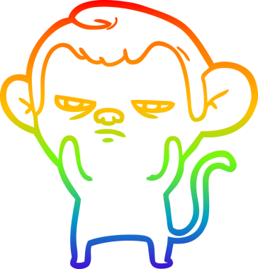 gökkuşağı gradyan çizgi çizimi bir insan tarafından çizilmiş bir maymun