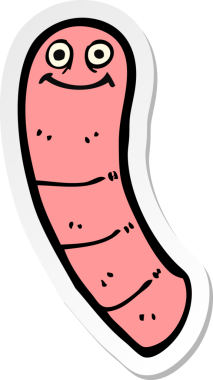 Bir insan tarafından çizilmiş bir karikatür solucanı çıkartması.