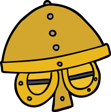 bir insan tarafından çizilmiş ortaçağ miğferi.