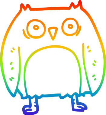 gökkuşağı gradyan çizimi bir insan tarafından çizilmiş komik bir baykuş çizimi