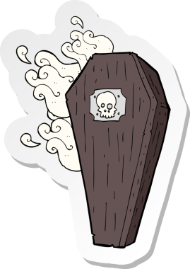 Bir insan tarafından çizilmiş ürkütücü bir karikatür tabut çıkartması.