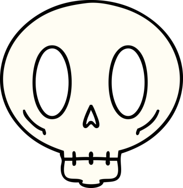 Bir insan tarafından çizilmiş ürkütücü bir kafatası çizimi.