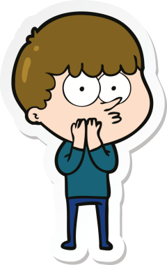 Bir insan tarafından çizilmiş meraklı bir çocuğun çıkartması.