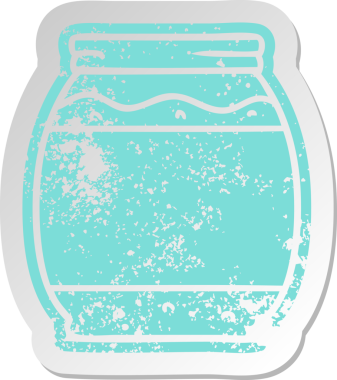 Bir insan tarafından çizilmiş çilek reçelinin sıkıntılı eski çizgi film çıkartması.