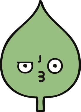 Bir insan tarafından çizilmiş dışavurumsal yaprağın sevimli karikatürü.