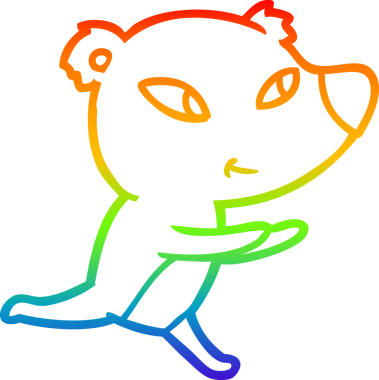 Gökkuşağı gradyanı çizimi. Bir insan tarafından çizilmiş şirin bir ayı çizgi filmi.