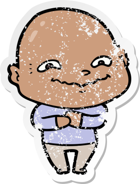 Bir insan tarafından çizilmiş ürkütücü bir çizgi filmin stresli çıkartması.