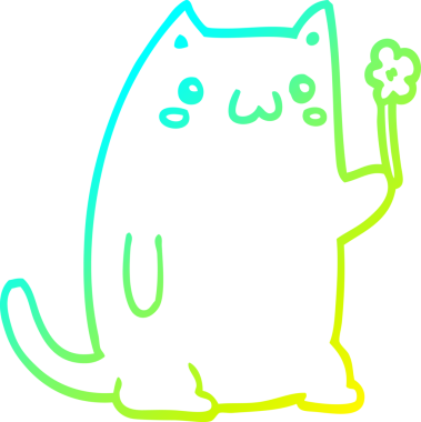 Bir insan tarafından çizilmiş bir çizgi film kedisinin soğuk gradyan çizgisi.