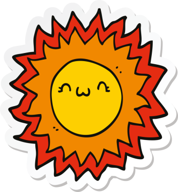 Bir insan tarafından çizilmiş bir çizgi film güneşinin çıkartması.