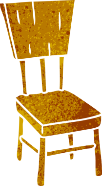 Bir insan tarafından çizilmiş ahşap bir sandalyenin eski çizgi film karalaması.