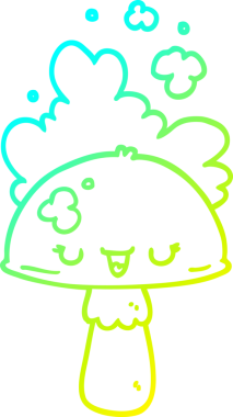 Bir insan tarafından çizilmiş karikatür mantarının soğuk çizgi çizimi.