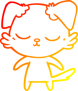 Bir insan tarafından çizilmiş sevimli bir köpeğin sıcak çizgi çizgisi.