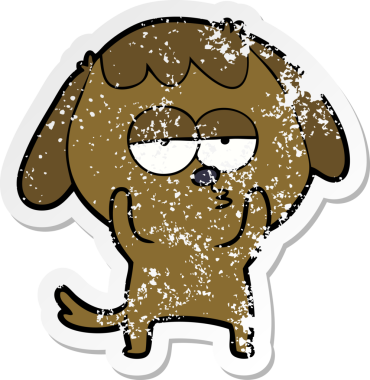 Bir insan tarafından çizilmiş sıkıntılı bir çizgi film çıkartması.