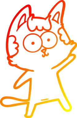 Bir insan tarafından çizilmiş mutlu çizgi film kedisinin sıcak çizgi çizgisi.