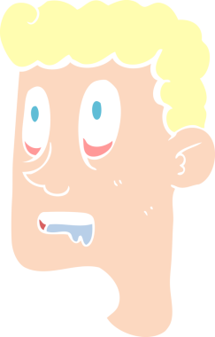 Bir insan tarafından çizilmiş salyaları akan bir adamın düz renk çizimi