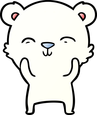 Bir insan tarafından çizilmiş mutlu kutup ayısı karikatürü