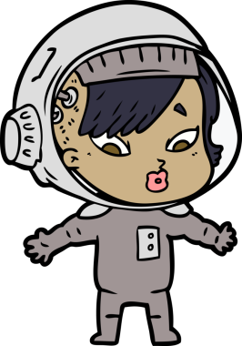 Bir insan tarafından çizilmiş astronot kadın.