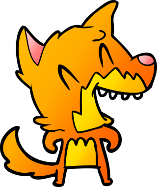 Bir insan tarafından çizilmiş gülen tilki çizgi filmi.