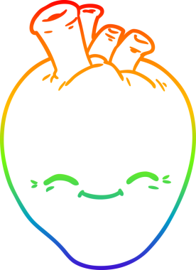 Bir insan tarafından çizilmiş mutlu bir kalbin çizgi çizimi.