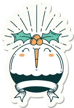 Bir insan tarafından çizilmiş bir dövme stili noel pudingi.