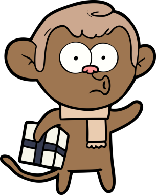 Bir insan tarafından çizilmiş Noel Maymunu çizgi filmi