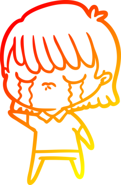 Bir insan tarafından çizilmiş, ağlayan bir çizgi kadın çizimi.