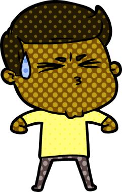 Bir insan tarafından çizilmiş terleyen çizgi film adamı.