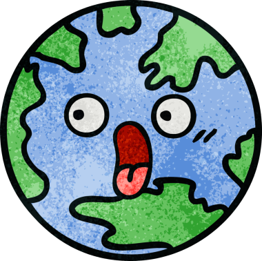 Bir insan tarafından çizilmiş bir gezegenin retro grunge doku karikatürü.