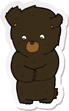 Bir insan tarafından çizilmiş şirin bir kara ayının çıkartması.