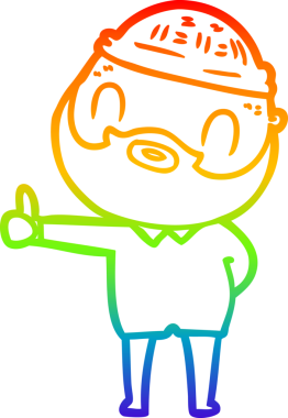 Gökkuşağı gradyan çizgi çizimi bir insan tarafından çizilmiş sakallı bir adamın