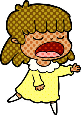 Çizgi filmdeki kadın bir insan tarafından yüksek sesle çizilmiş.