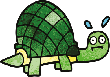 Bir insan tarafından çizilmiş komik kaplumbağa.